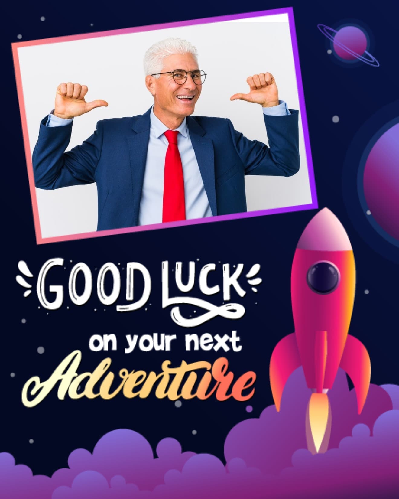 Space-Themed Card with Rocket