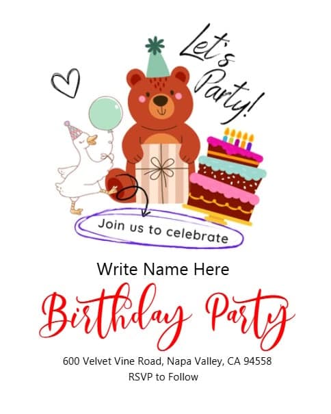 Bear And Cake Party
