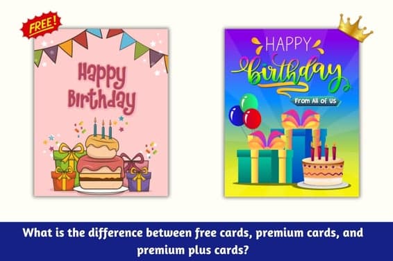 What is the difference between free cards, premium cards, and premium plus cards?