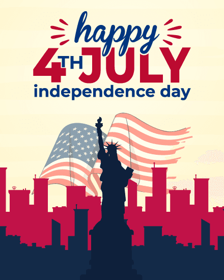 liberty skyline with american flag liberty skyline with american flag