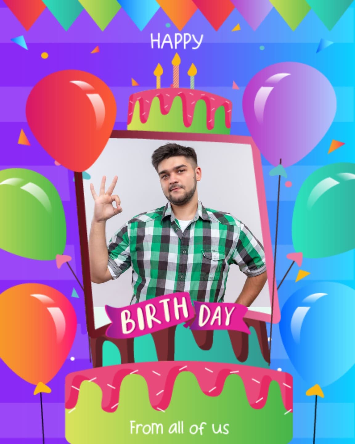 Birthday Cake Frame with Balloons Birthday Cake Frame with Balloons