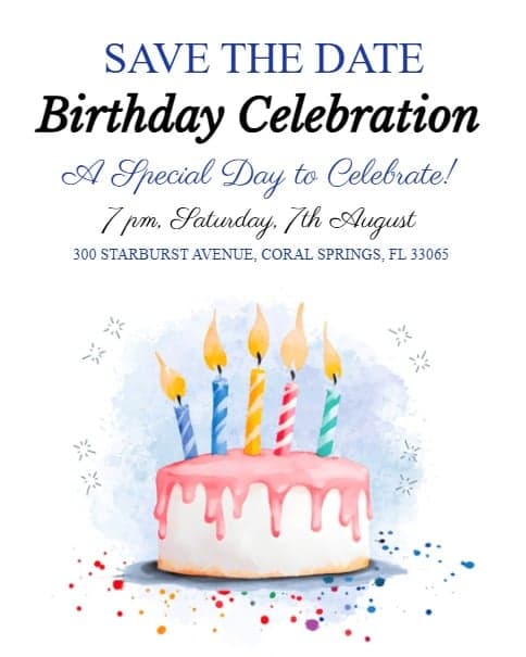 Birthday Celebration Date Birthday Celebration Date